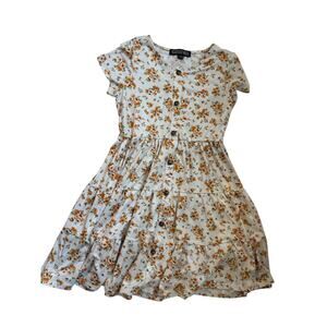 Trixxi Girl Soft Spring Floral Dress Girls Size M Easter Church Wedding Orange